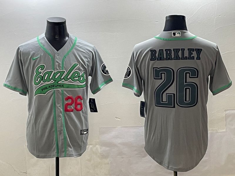 Men Philadelphia Eagles #26 Barkley Grey Jointly Name 2025 Nike Limited NFL Jersey style 11